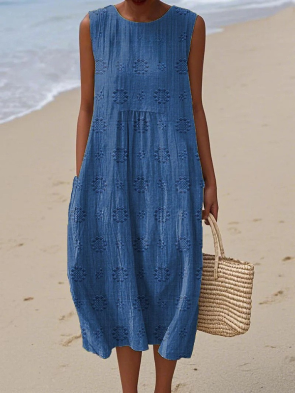SARA | Robe midi à motifs - Bleu