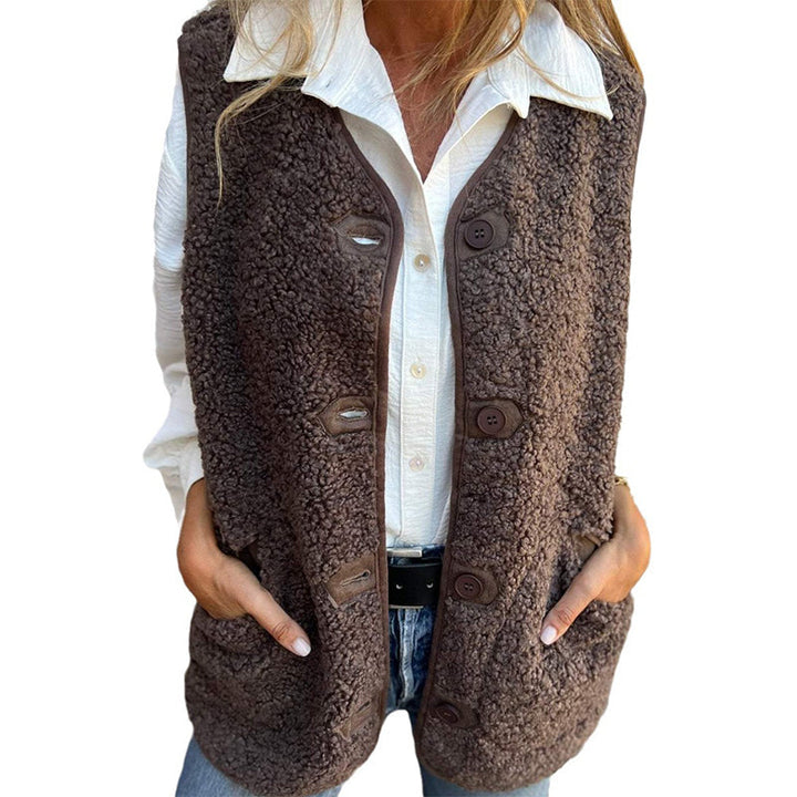Gilet court chaud à boutons pour femmes en automne