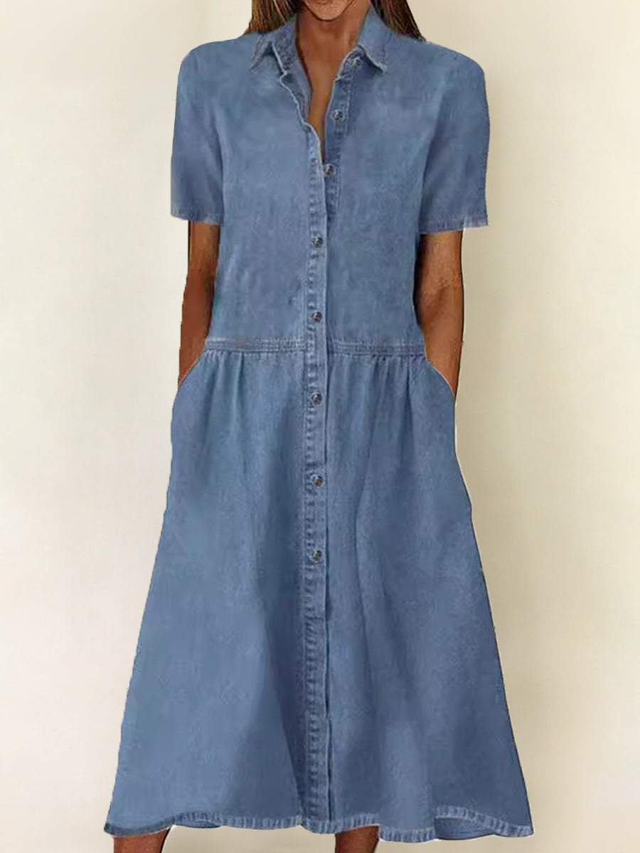 Carolina | Robe en denim à manches courtes
