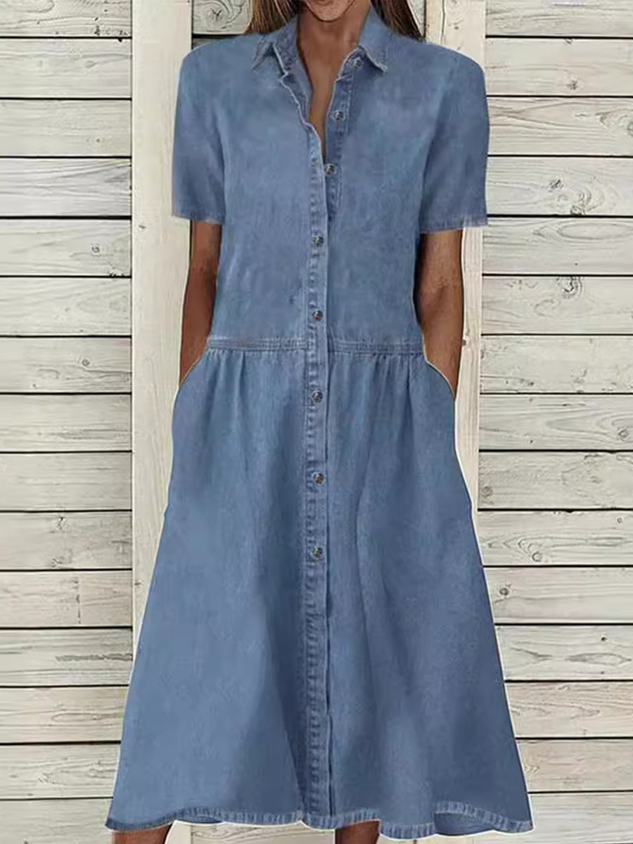 Carolina | Robe en denim à manches courtes