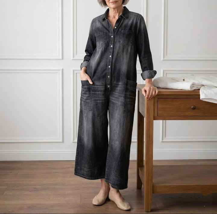 Diana | Combinaison vintage en denim coton doux lavé avec boutons