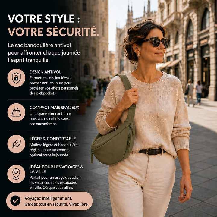 Viola sac à bandoulière vert olive - visuel français