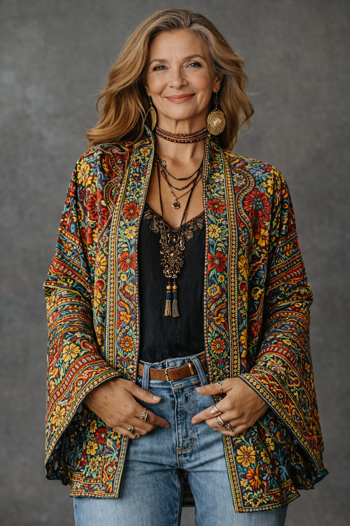 Kerrie | Kimono en Velours Bohème Chic